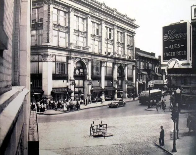 black and white photo department store