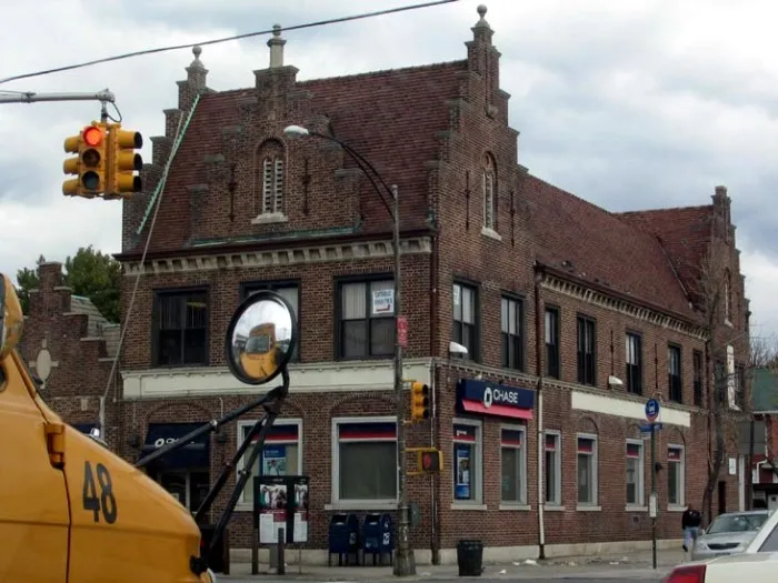 building with stepped gables