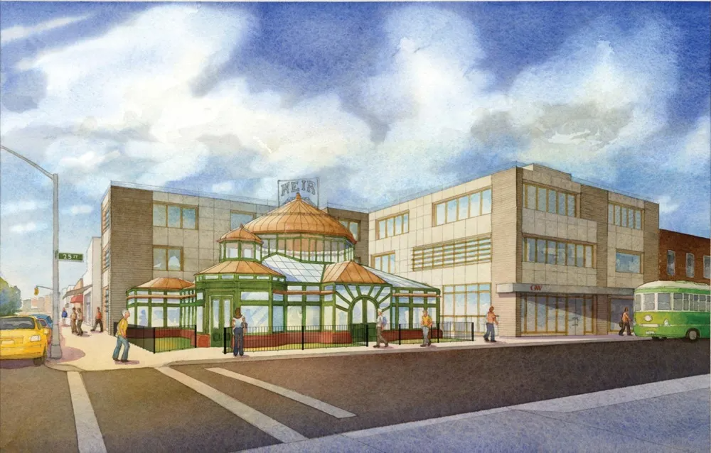 rendering of a greenhouse with modern buildings