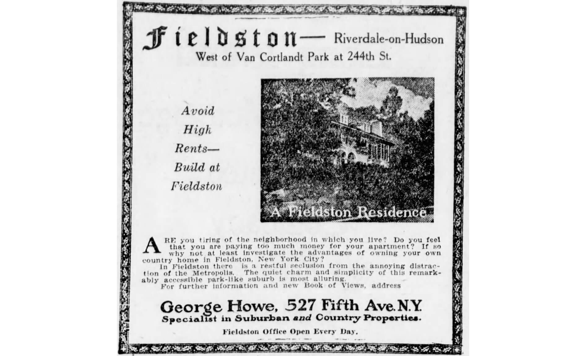 fieldston bronx historic district ad eagle