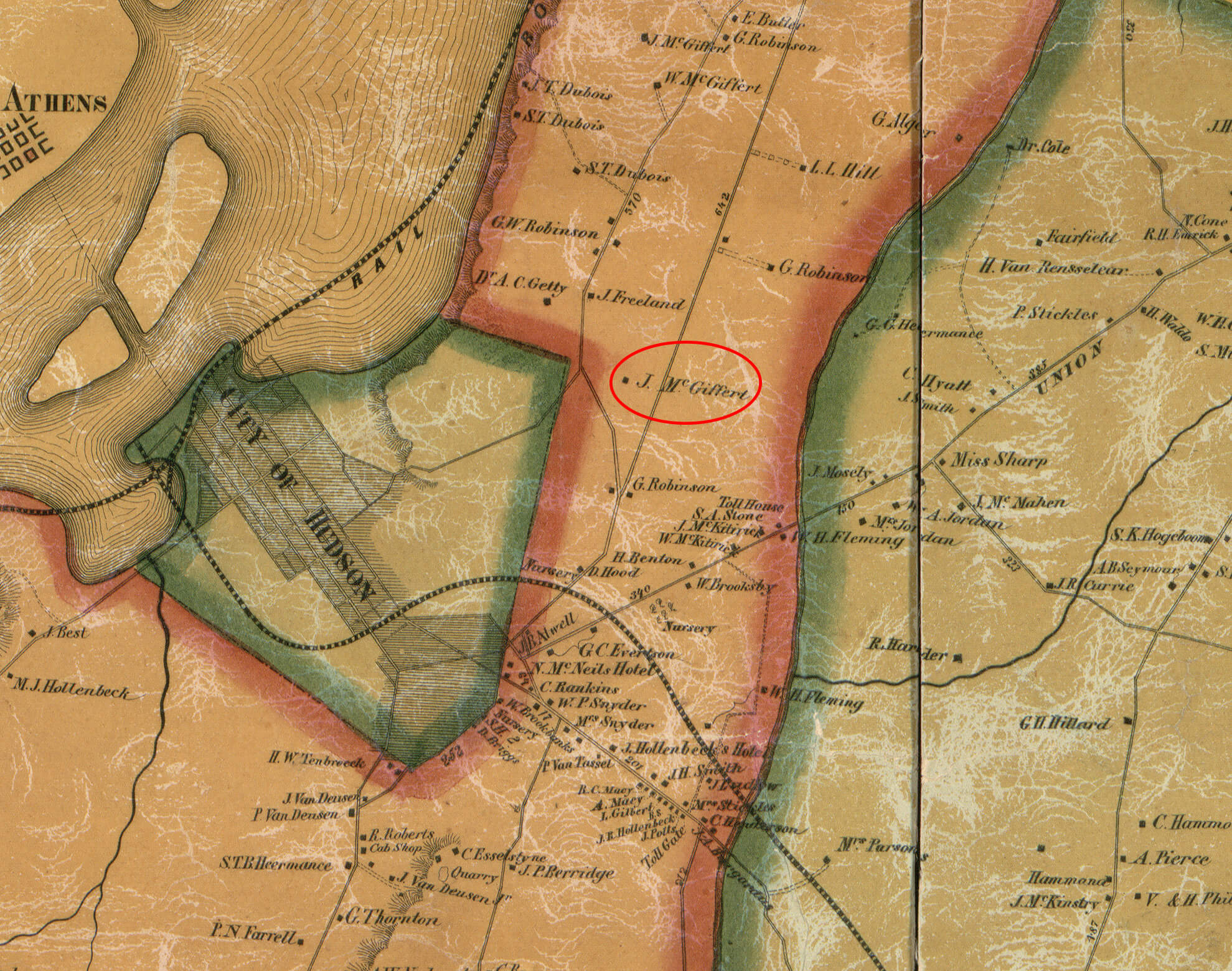 map 1858 hudson