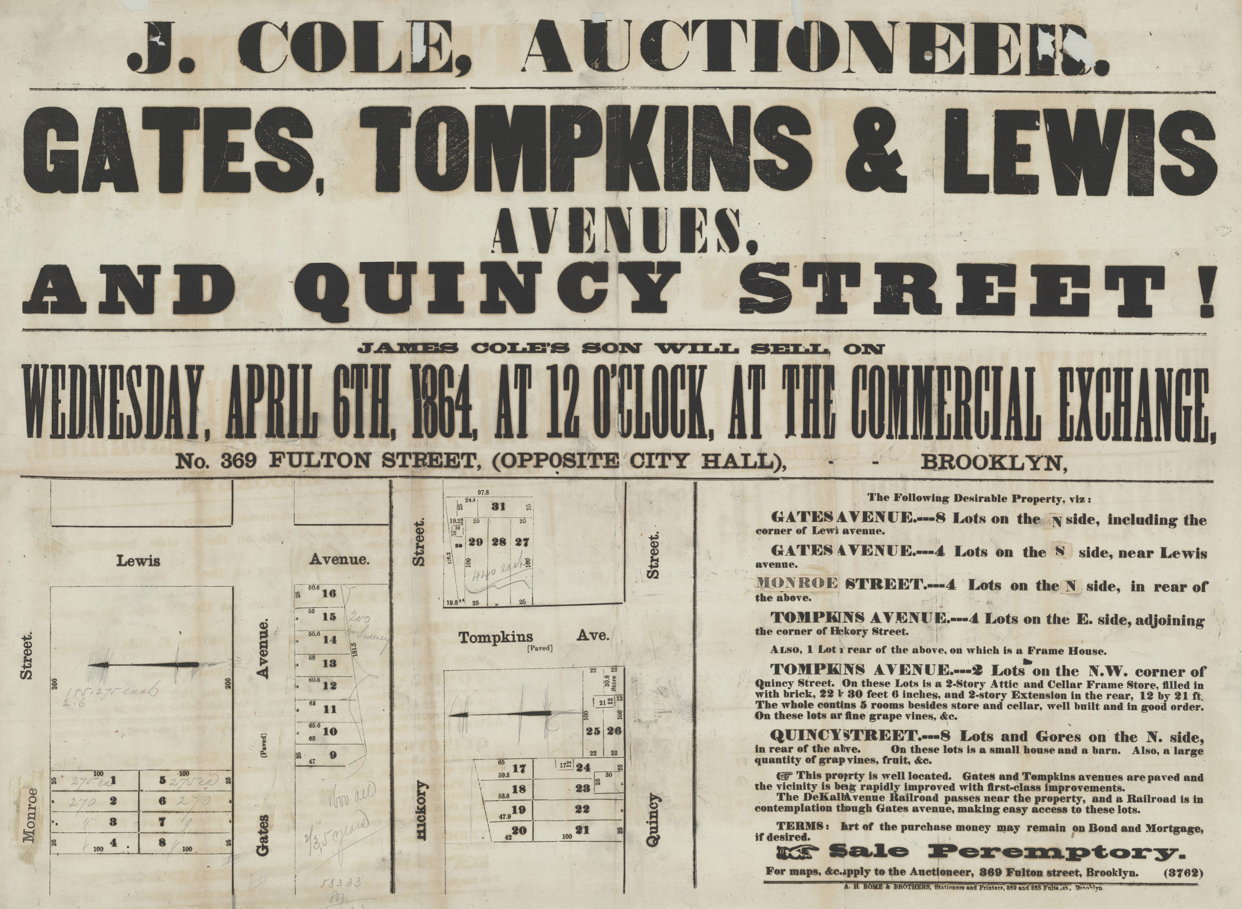 1864 auction broadside