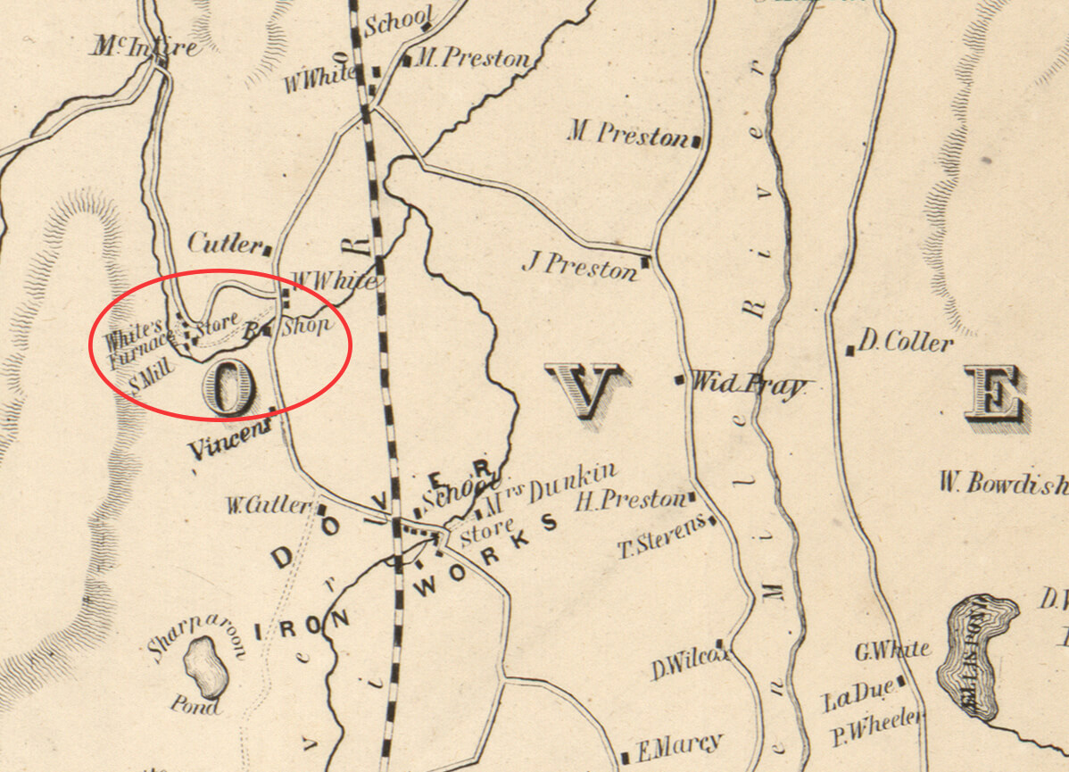 map of Dover Furnace in 1850