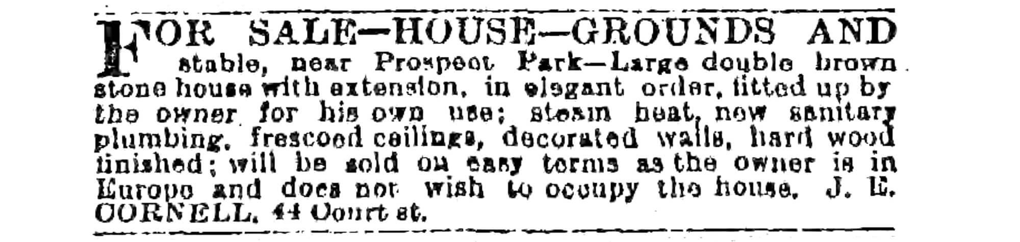1882 ad brooklyn house for sale