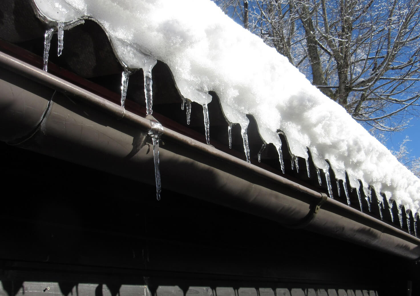 ice in a gutter