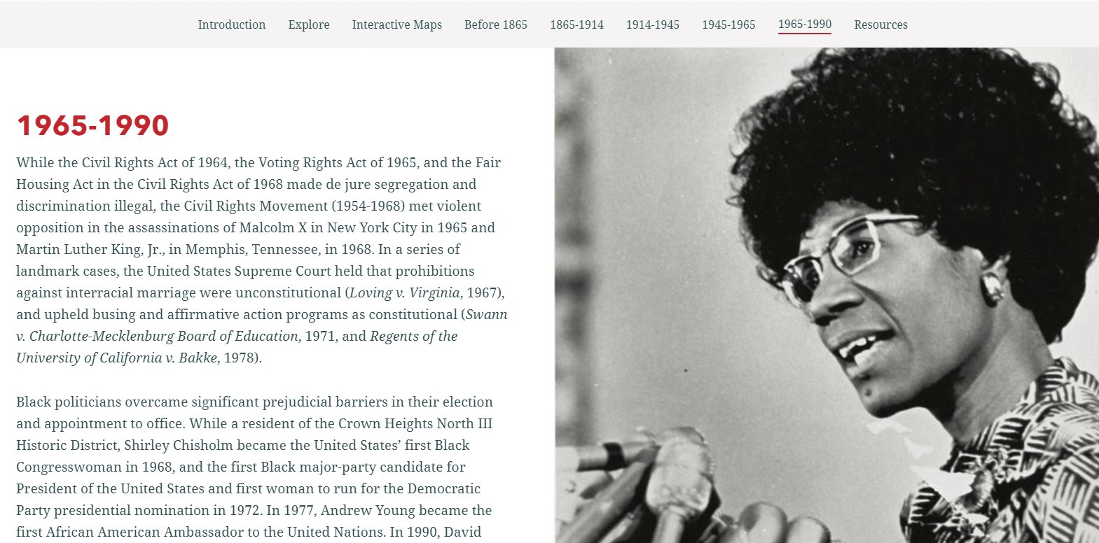 screenshot of website preserving black history