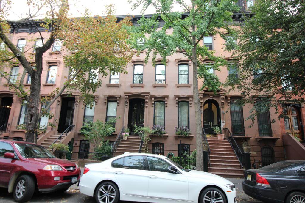 exterior of st james place brownstone in brooklyn