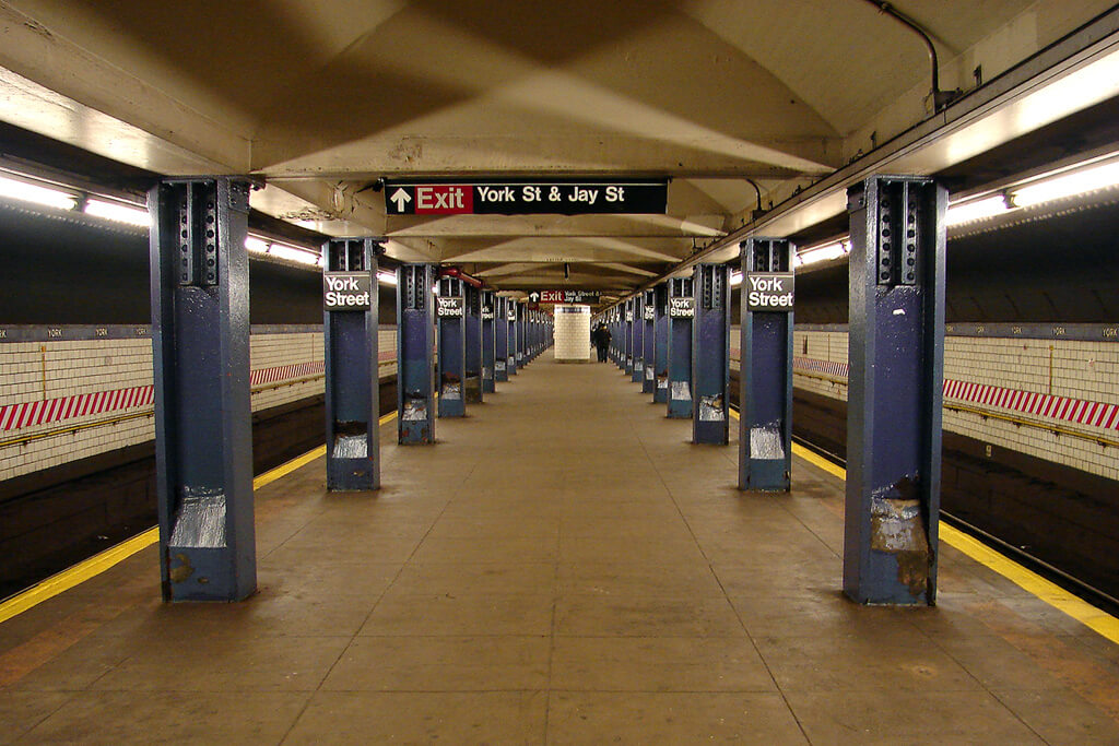 interior of york street subway station in brooklyn