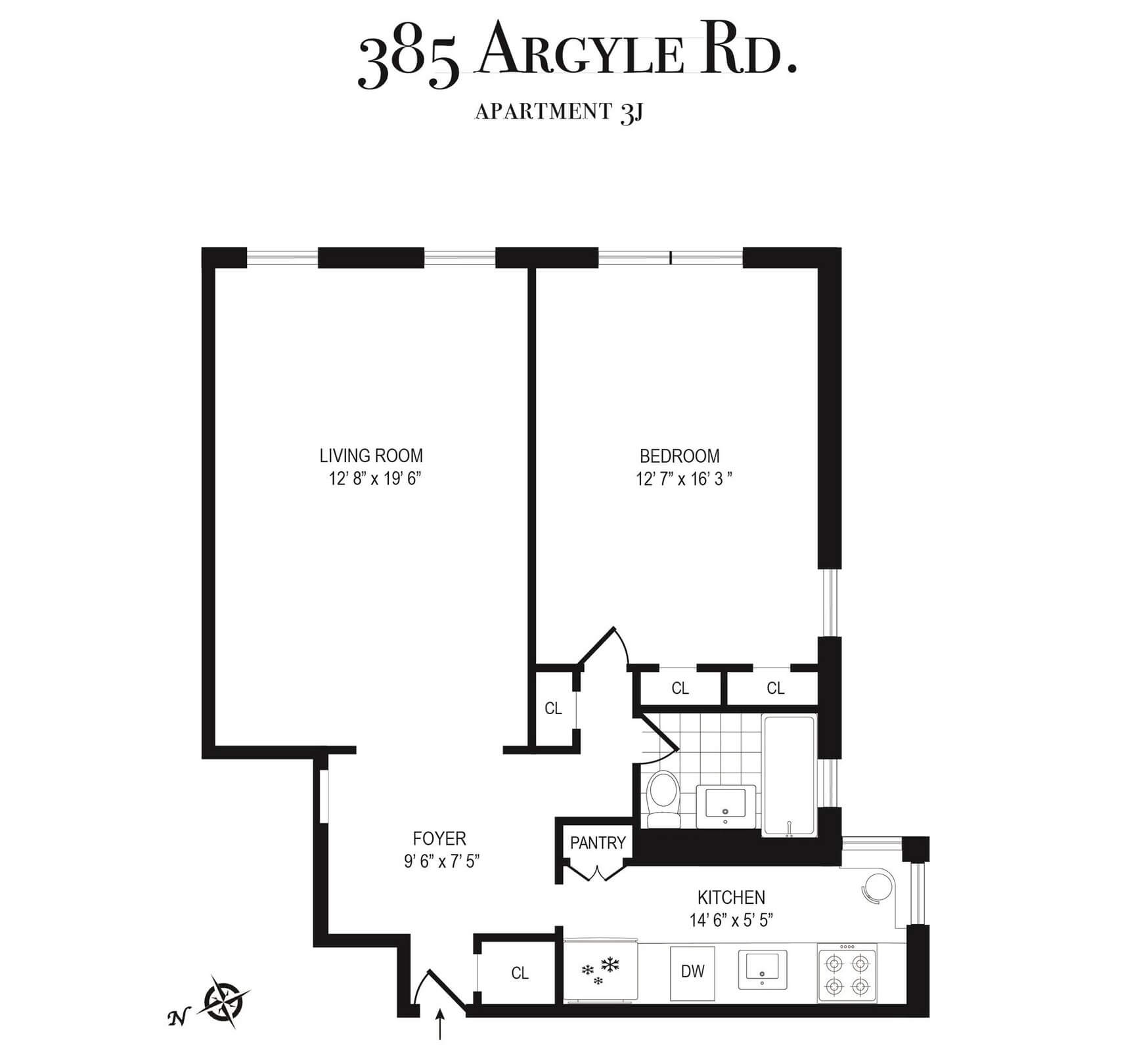 floorplan of 385 argyle road 3J