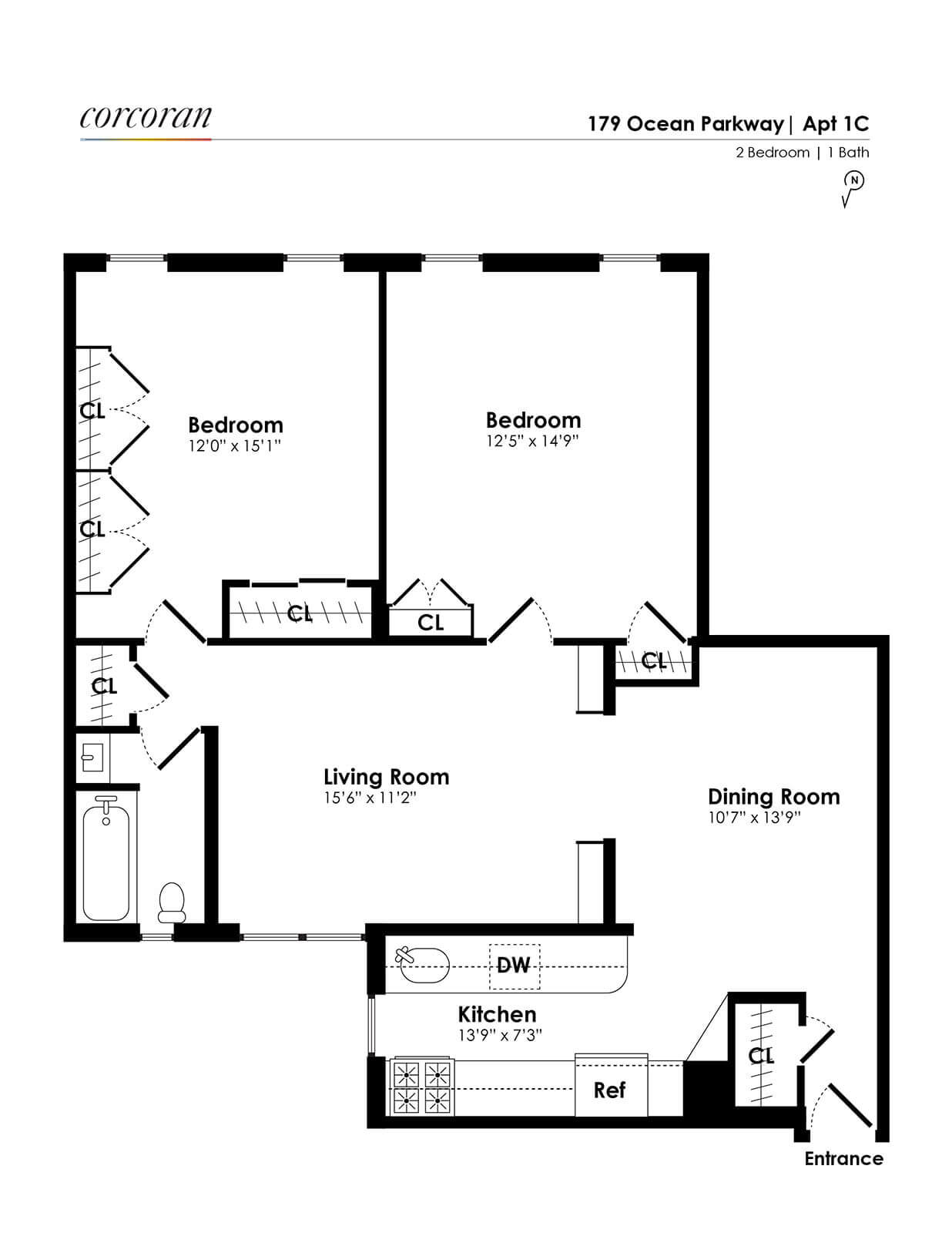 floorplan of 179 ocean parkway 1C