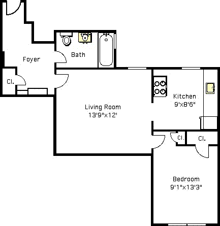 floorplan of apartment 1C at 728 41st street brooklyn