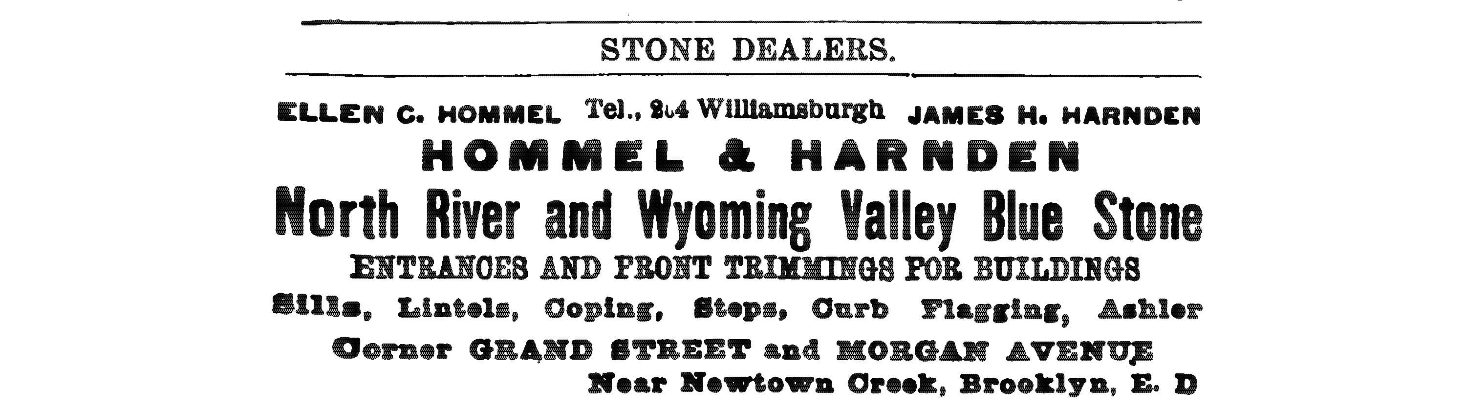 1899 ad for hommel and harnden