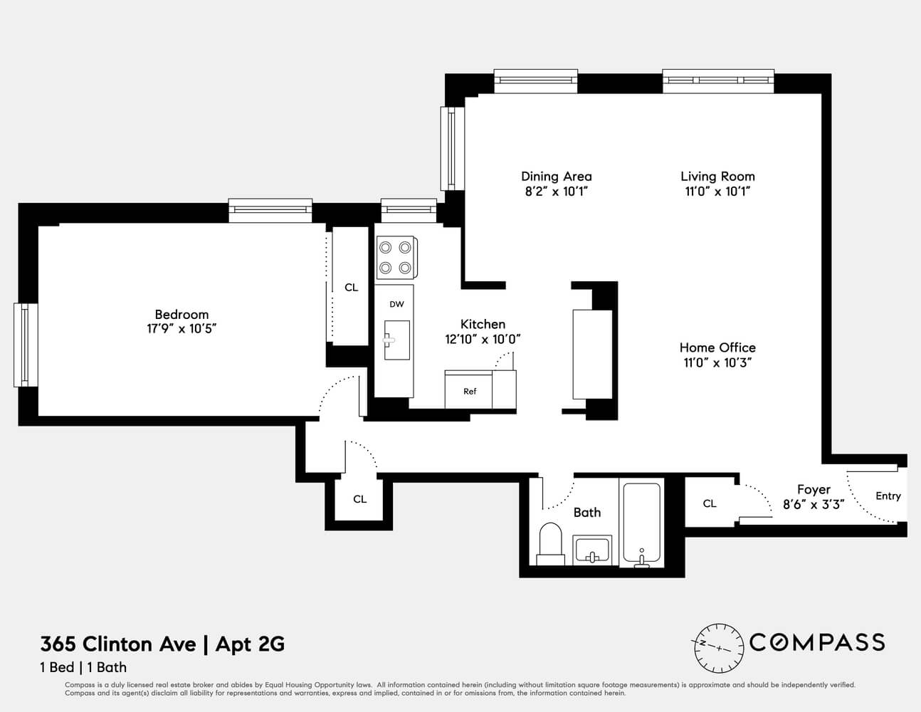 interior of 365 clinton avenue apt 2G in clinton avenue brooklyn