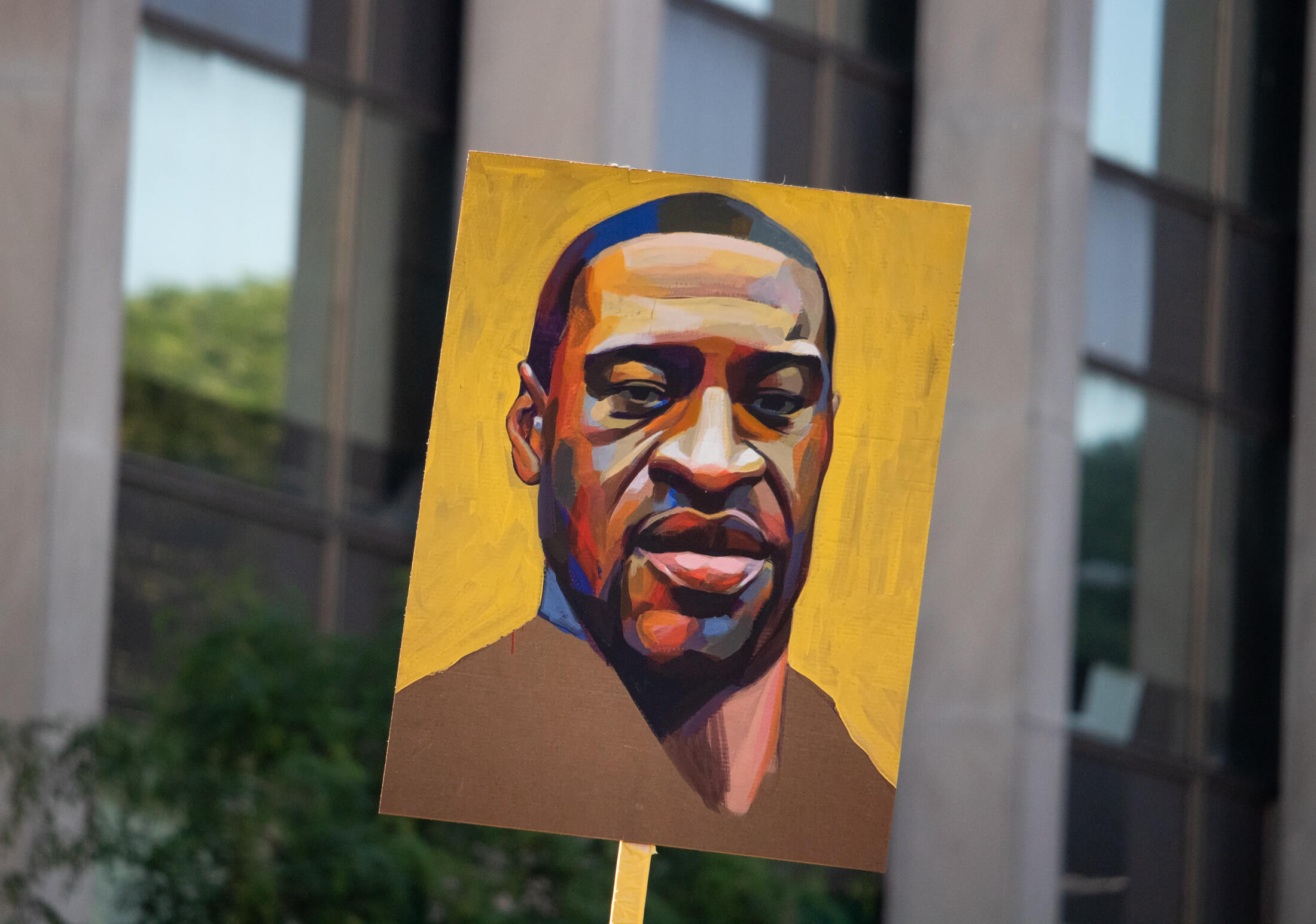 george floyd protest sign carried in Brooklyn