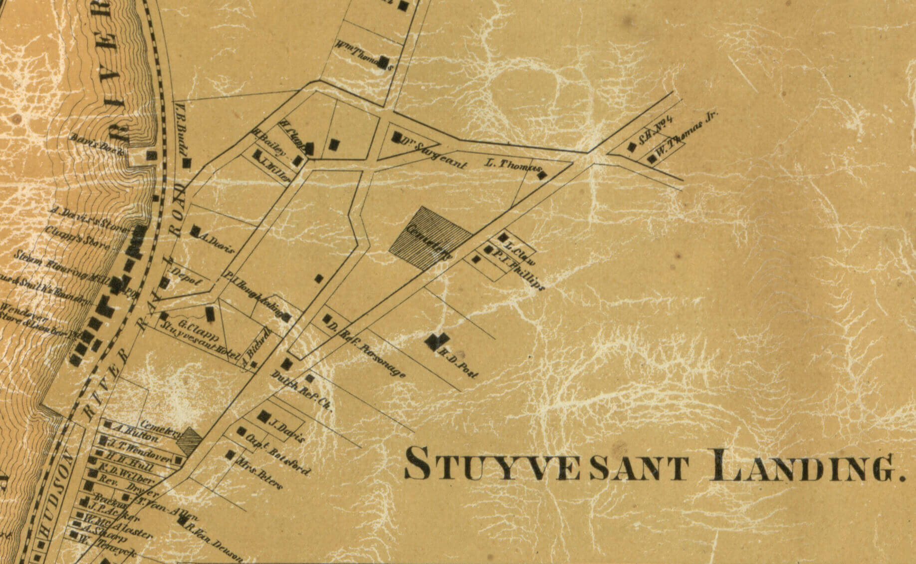1858 map of stuyvesant ny showing the A Davis house