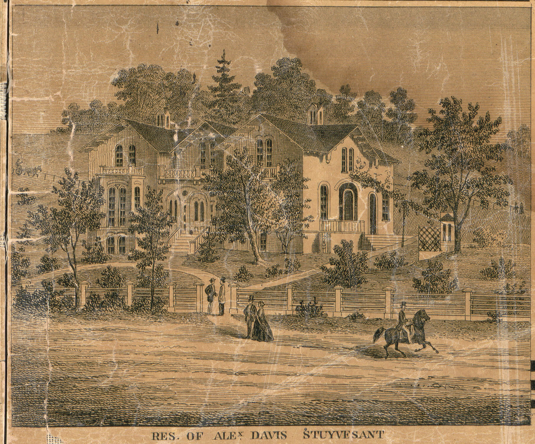 1858 illustration of the house of Alexander Davis