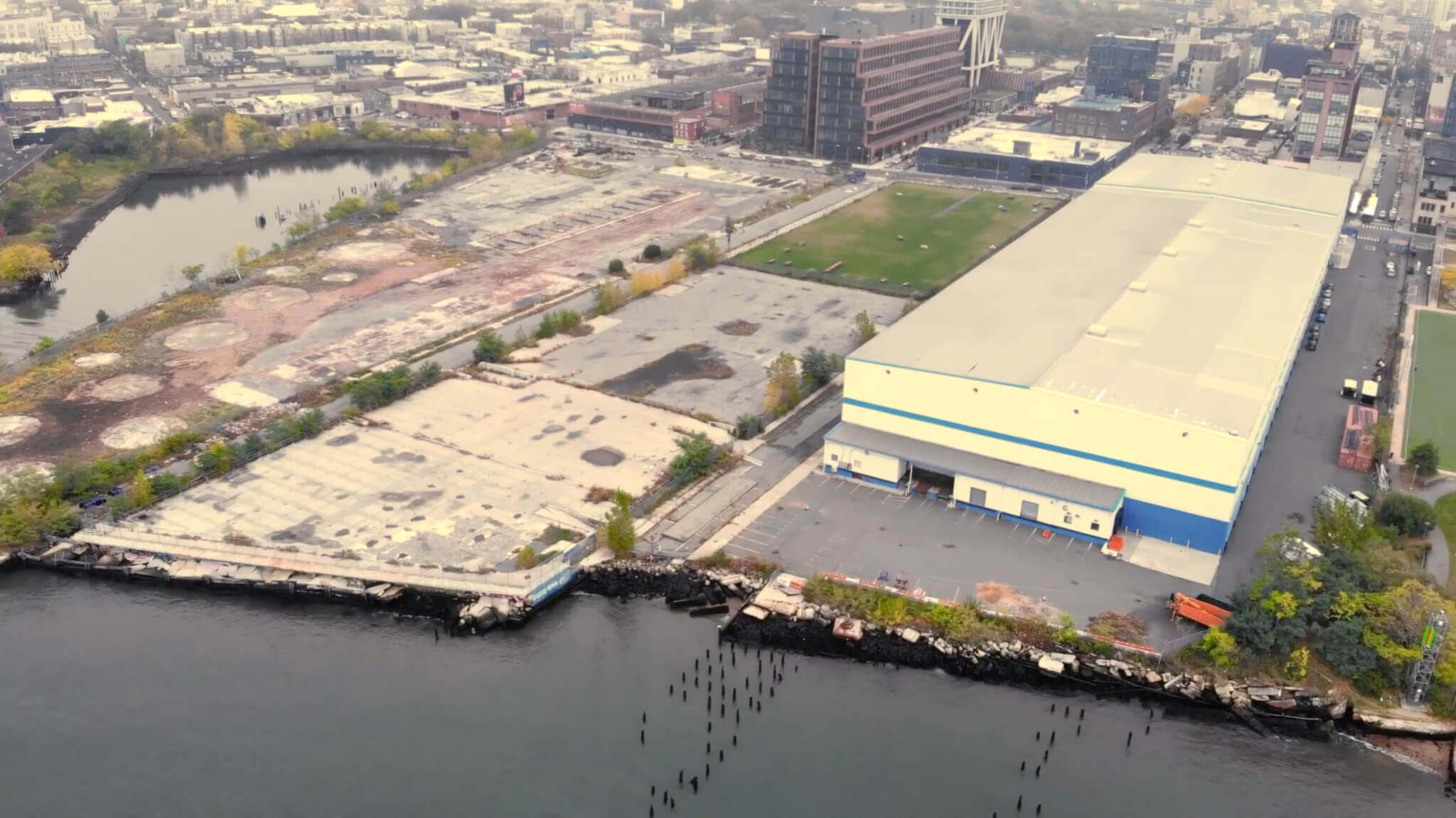 The Bayside lot south of the inlet and CitiStorage warehouse and waterfront property have yet to get any funding for cleanup and development into the remaining parcels of Bushwick Inlet Park