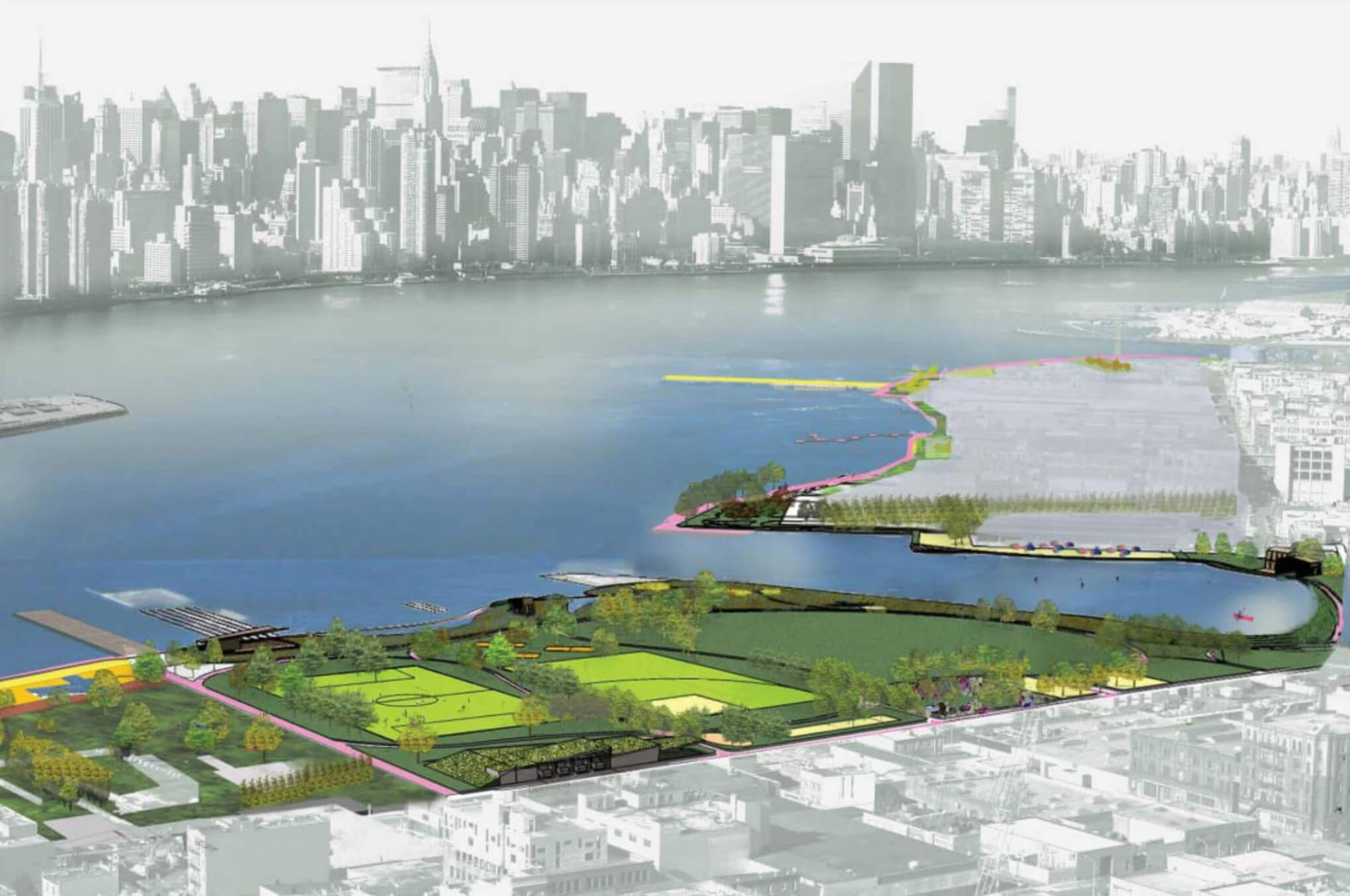 A 2005 rendering of the full Bushwick Inlet Park