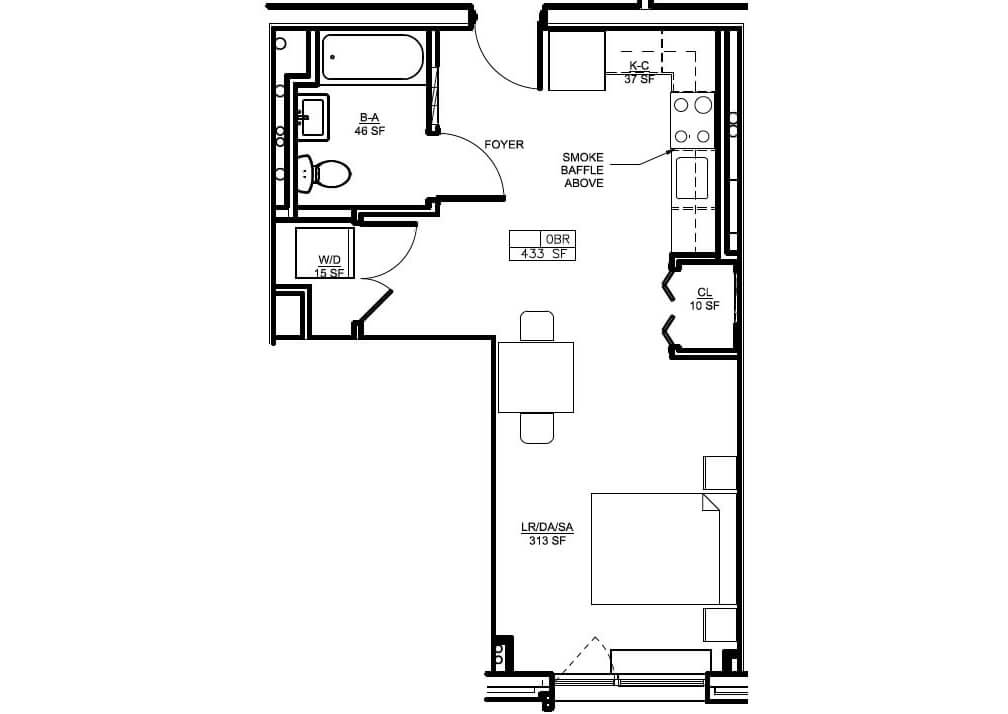 Studio floorplan via NYC Connect