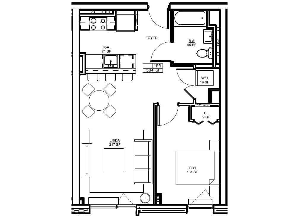 One-bedroom floorplan via NYC Connect