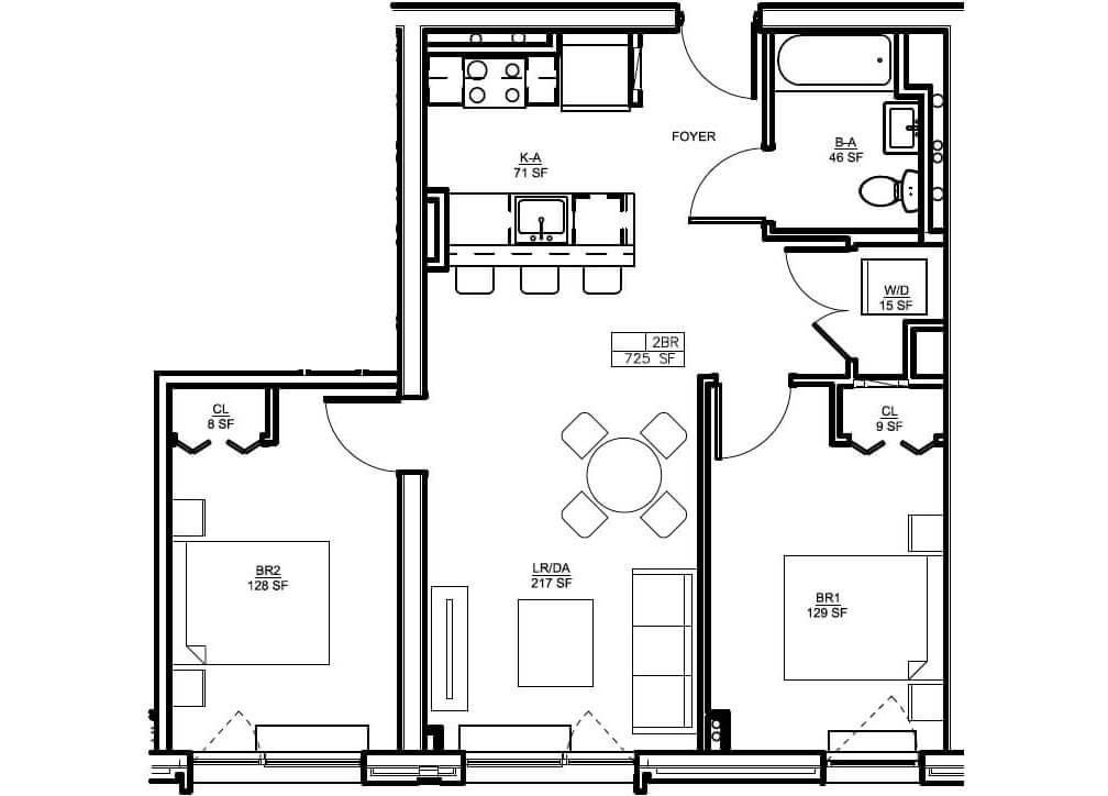 Two-bedroom floorplan via NYC Connect