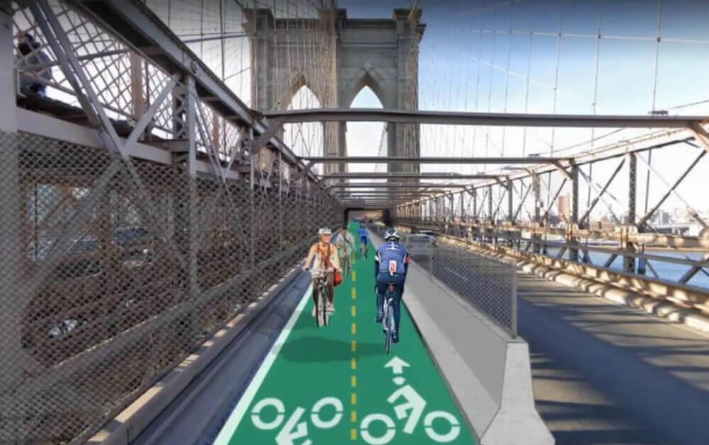 illustration of plan for brooklyn bridge bike path