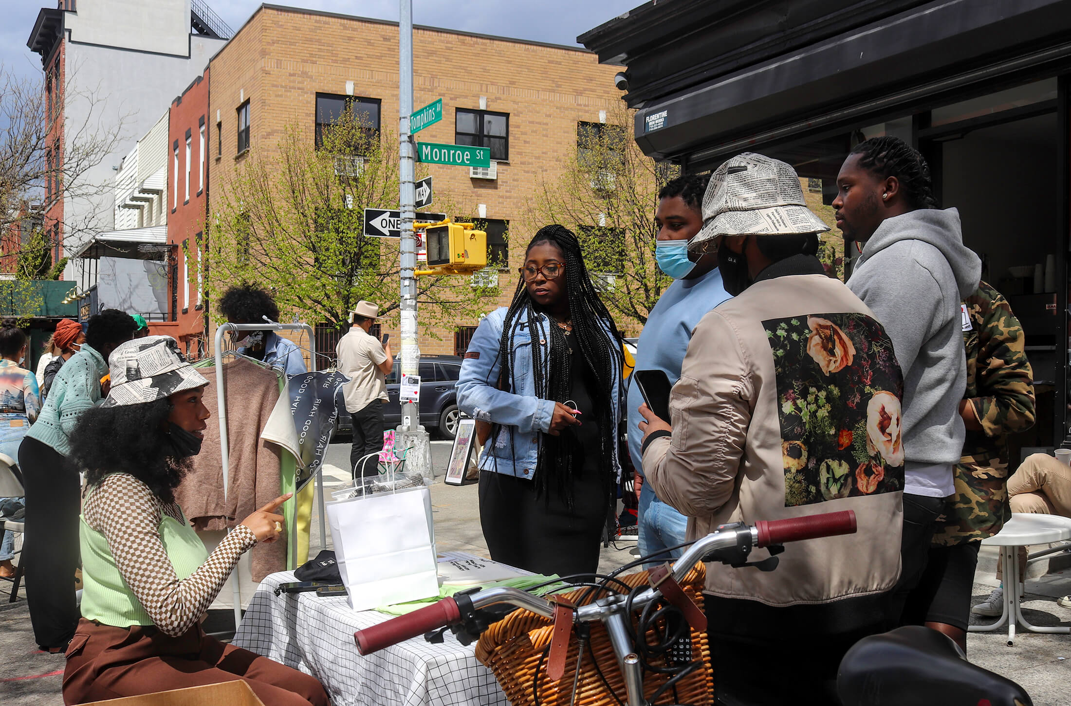 The Building Black Bed Stuy Market Place on a sunny Sunday in April