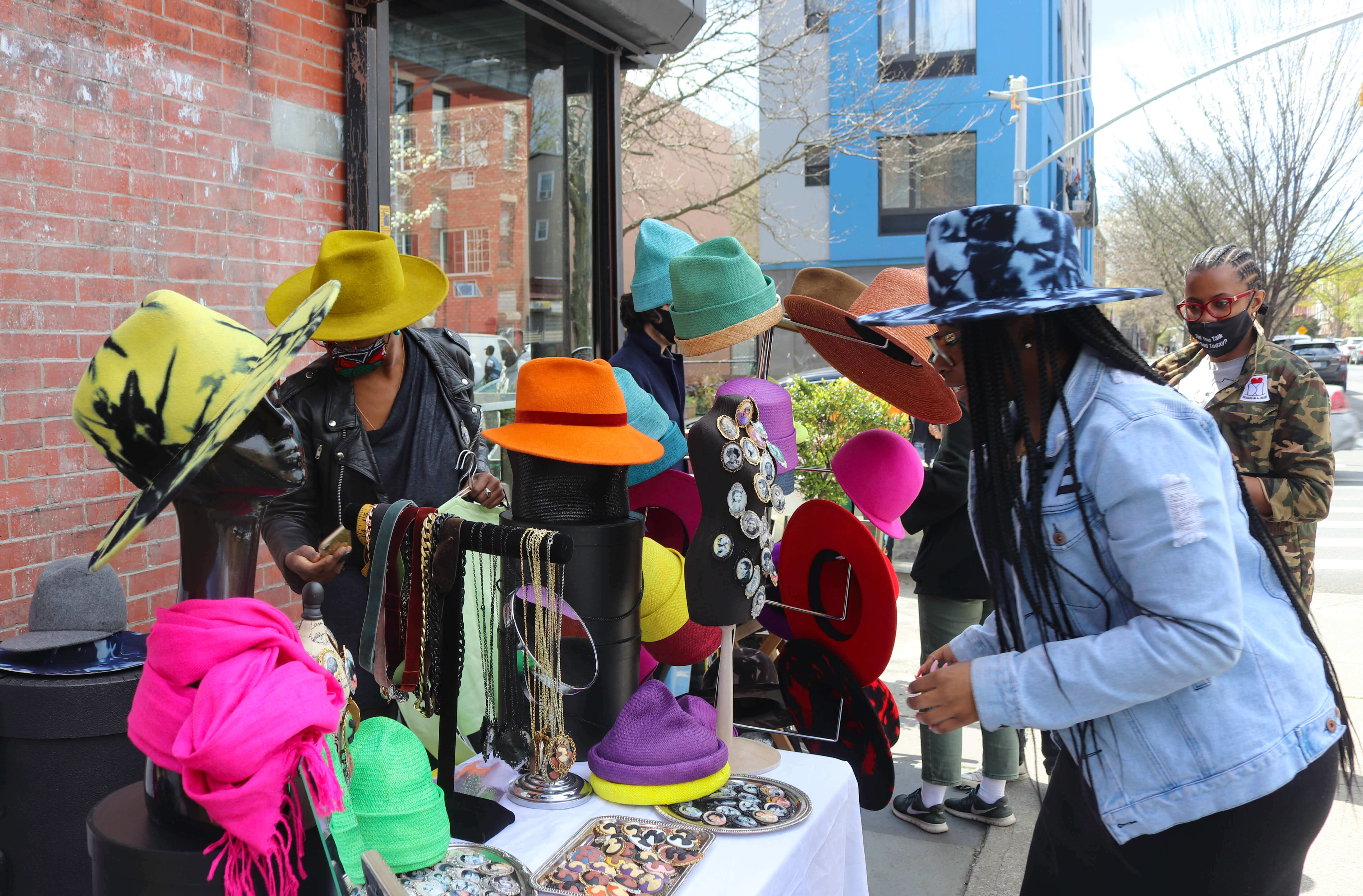 The Building Black Bed Stuy Market Place on a sunny Sunday in April