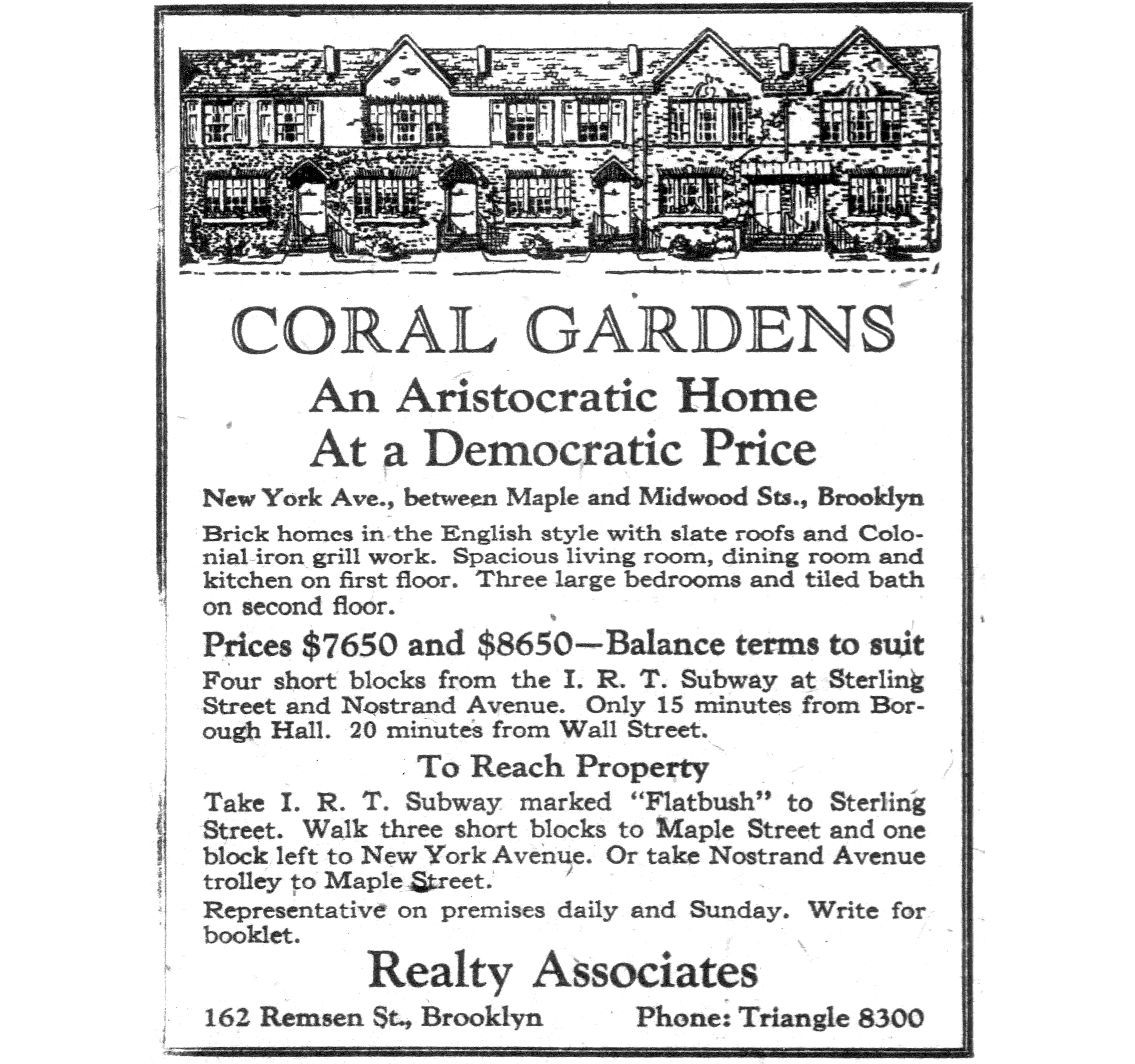 A 1924 ad for houses in Coral Gardens