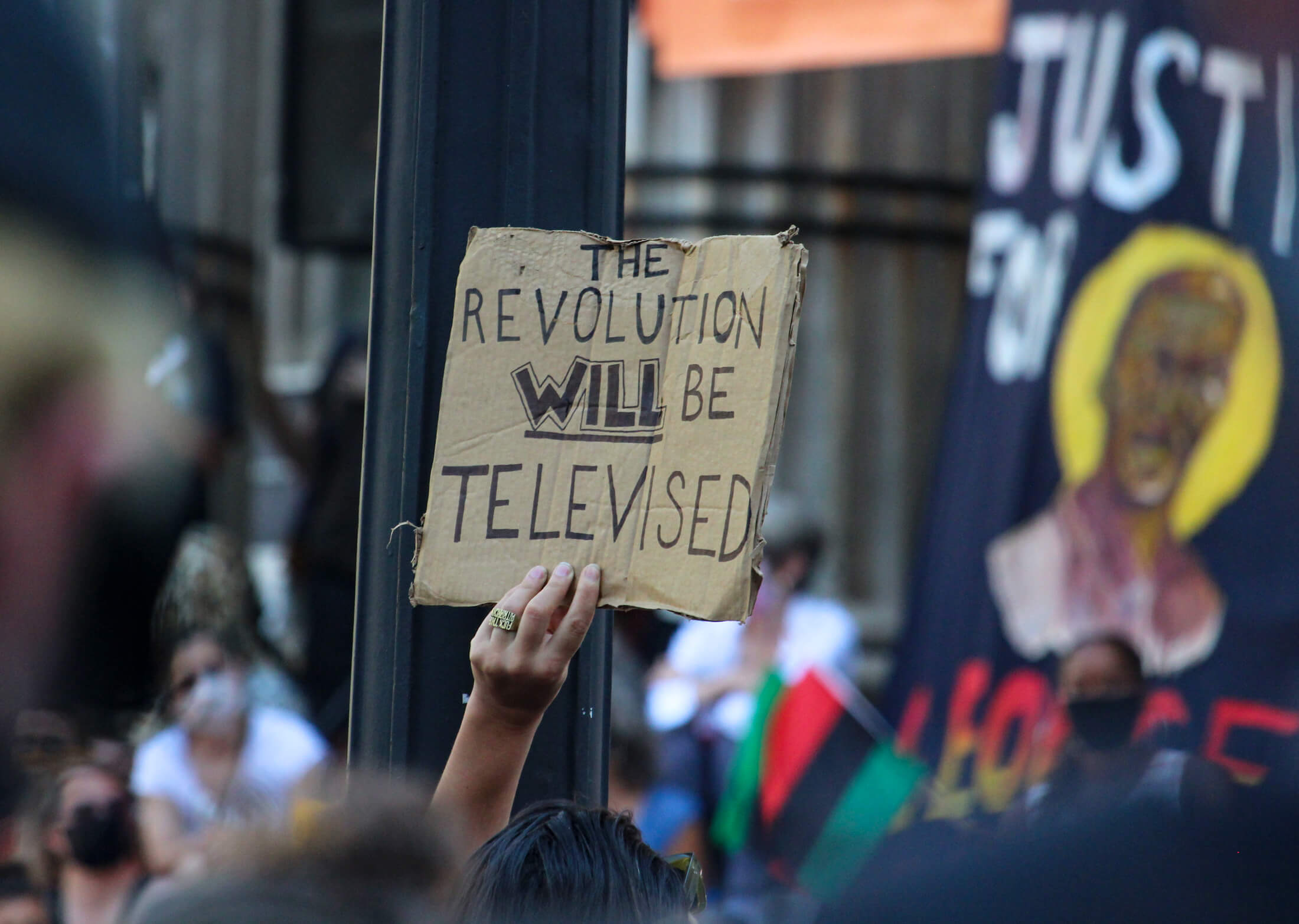 a protest in downtown brooklyn in 2020