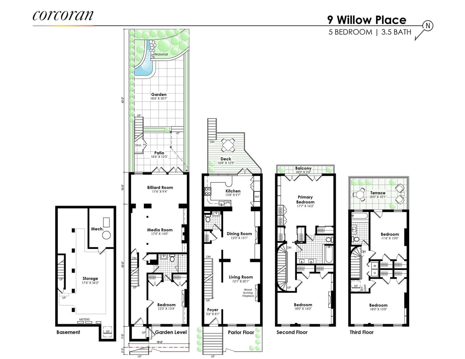 the floorplan of 9 willow place in brooklyn heights