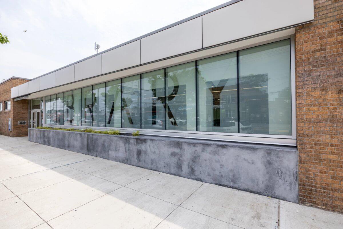 The facade at the newly reopened Rugby Library in East Flatbush