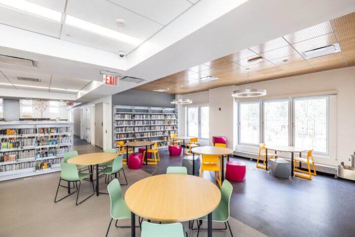 the interior of the renovated library