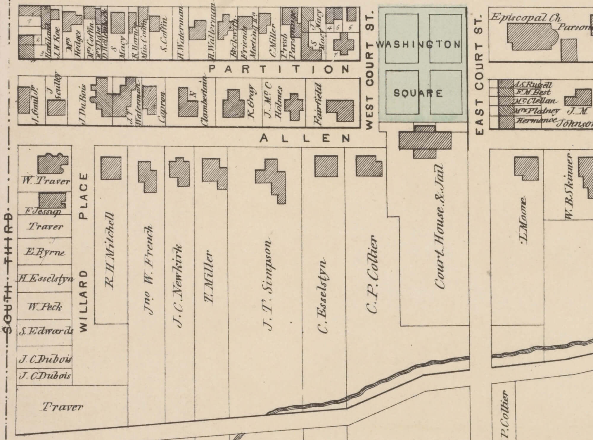 a map from 1873 showing the street