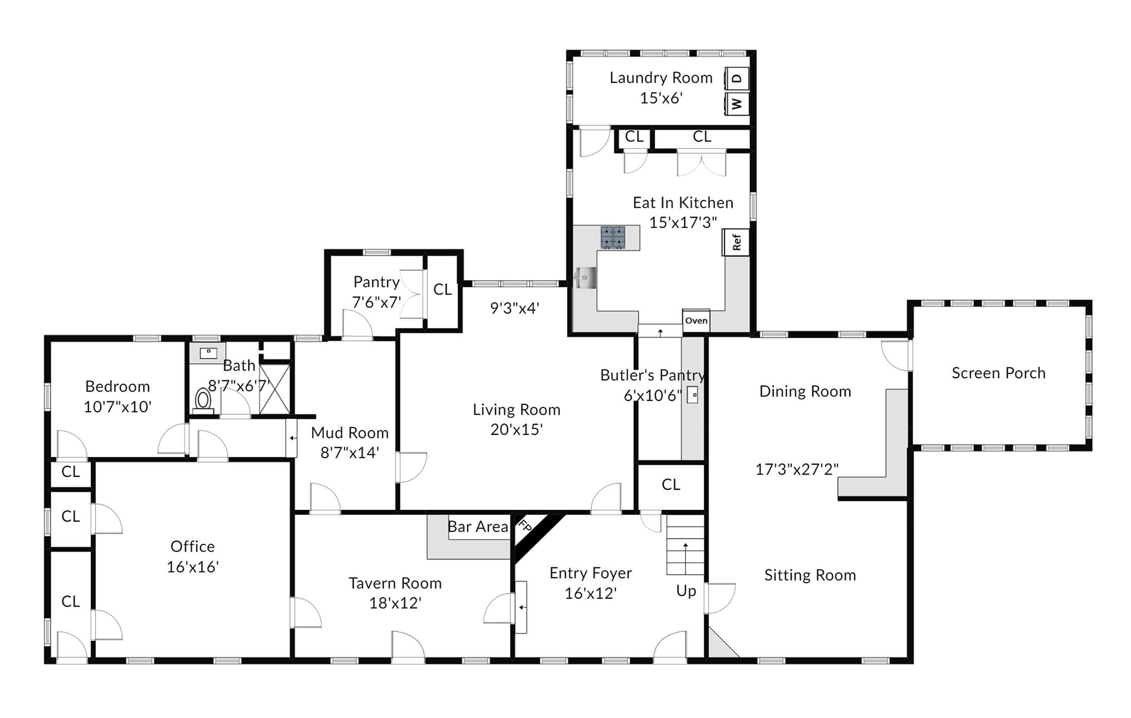 floorplan for the first floor of the house