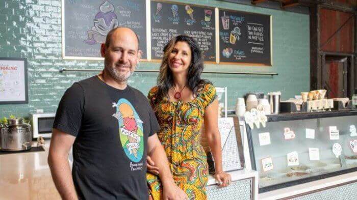 Brian Smith and his wife Jackie Cuscuna in their old scoop shop