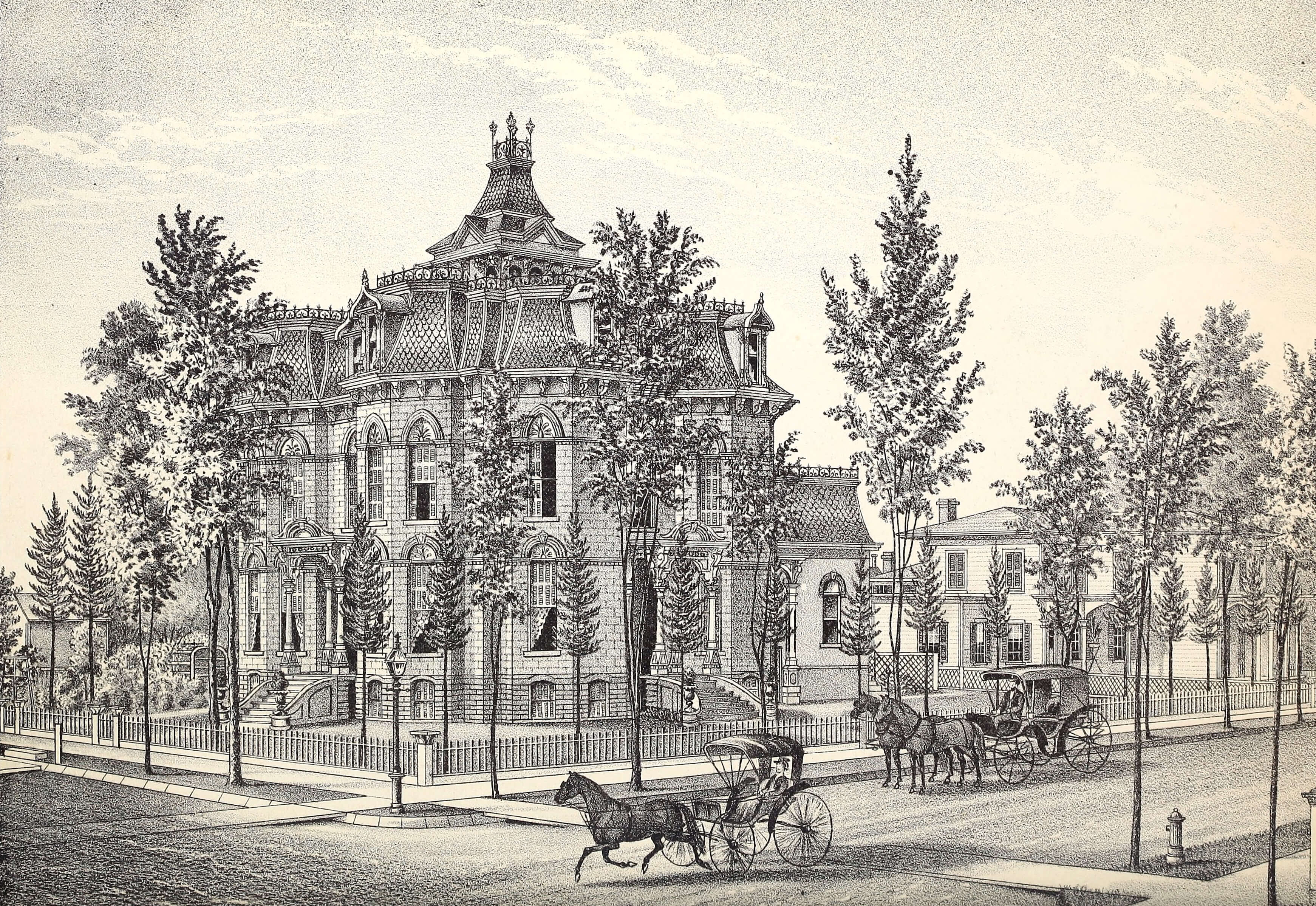 circa 1879 lithograph of the webber house