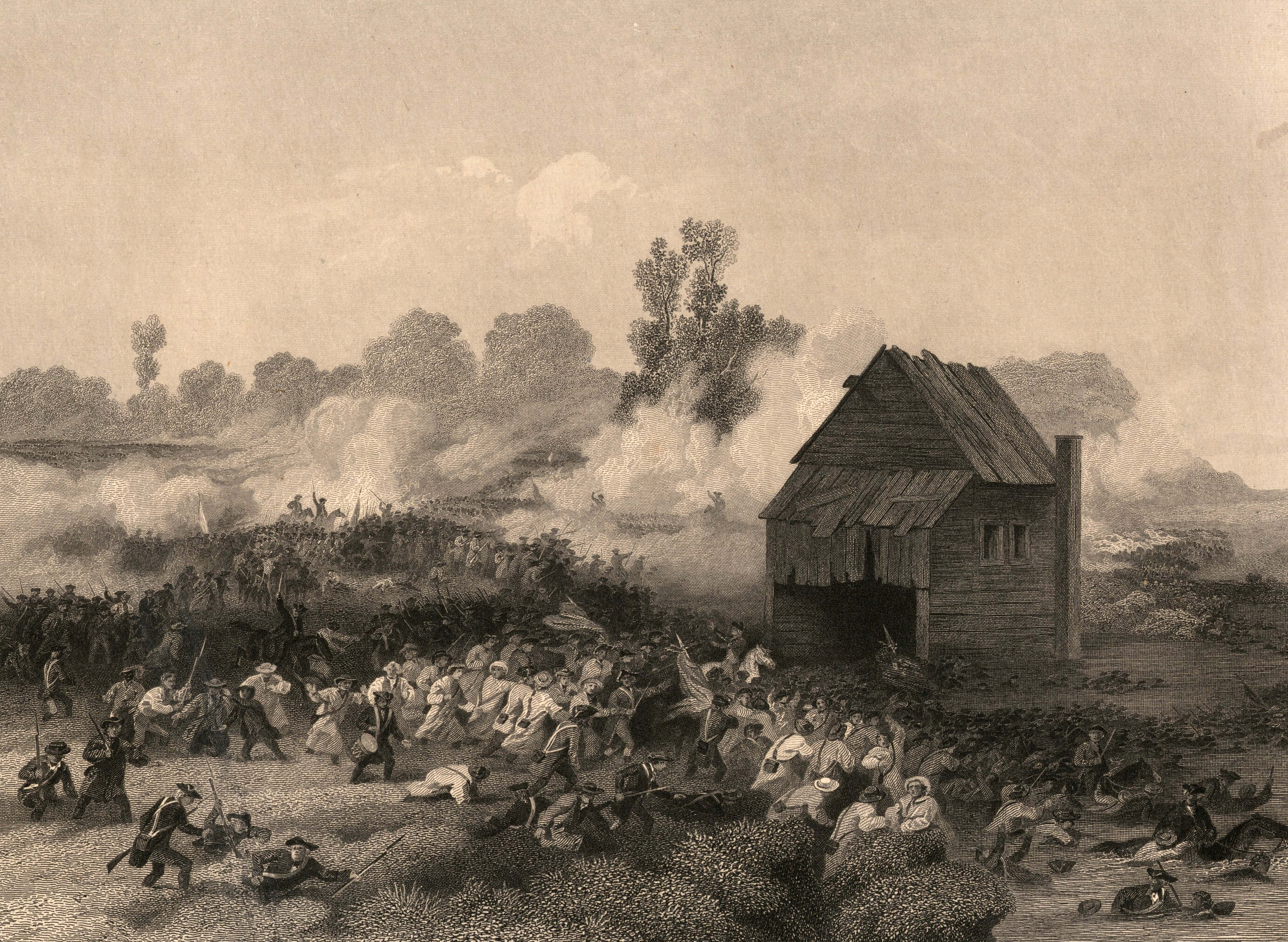 lithograph of the battle of brooklyn