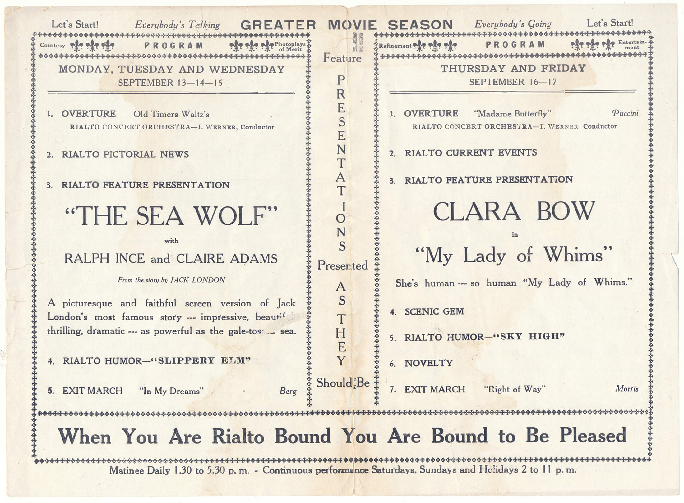 a program from the rialto theater
