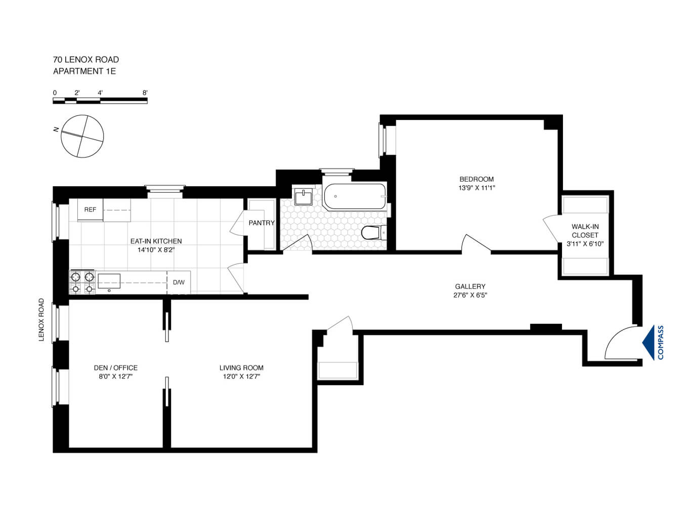 floorplan of 70 lenox road, 1E brooklyn