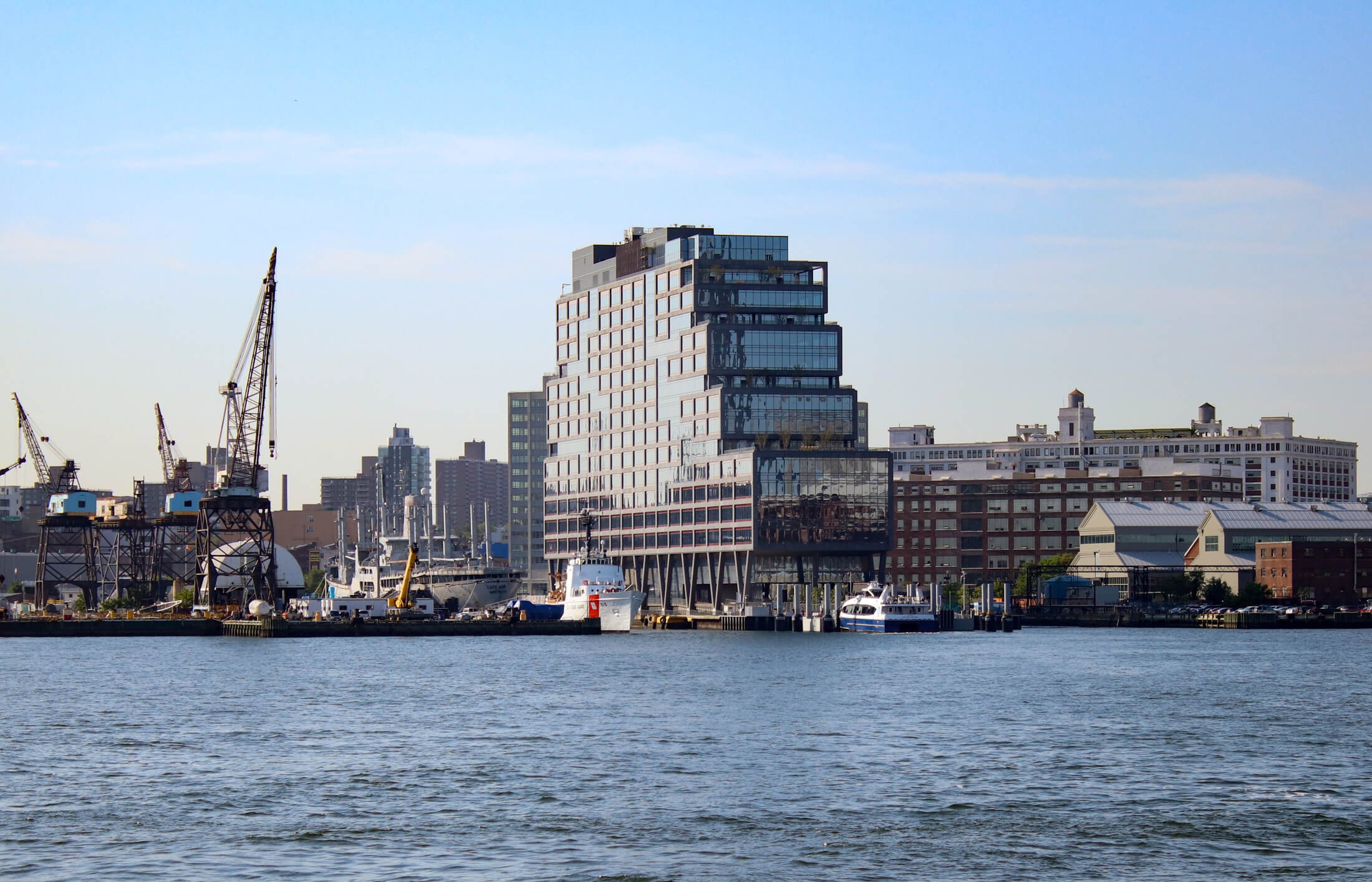 waterfront view of Dock 72 in the Brooklyn Navy Yard