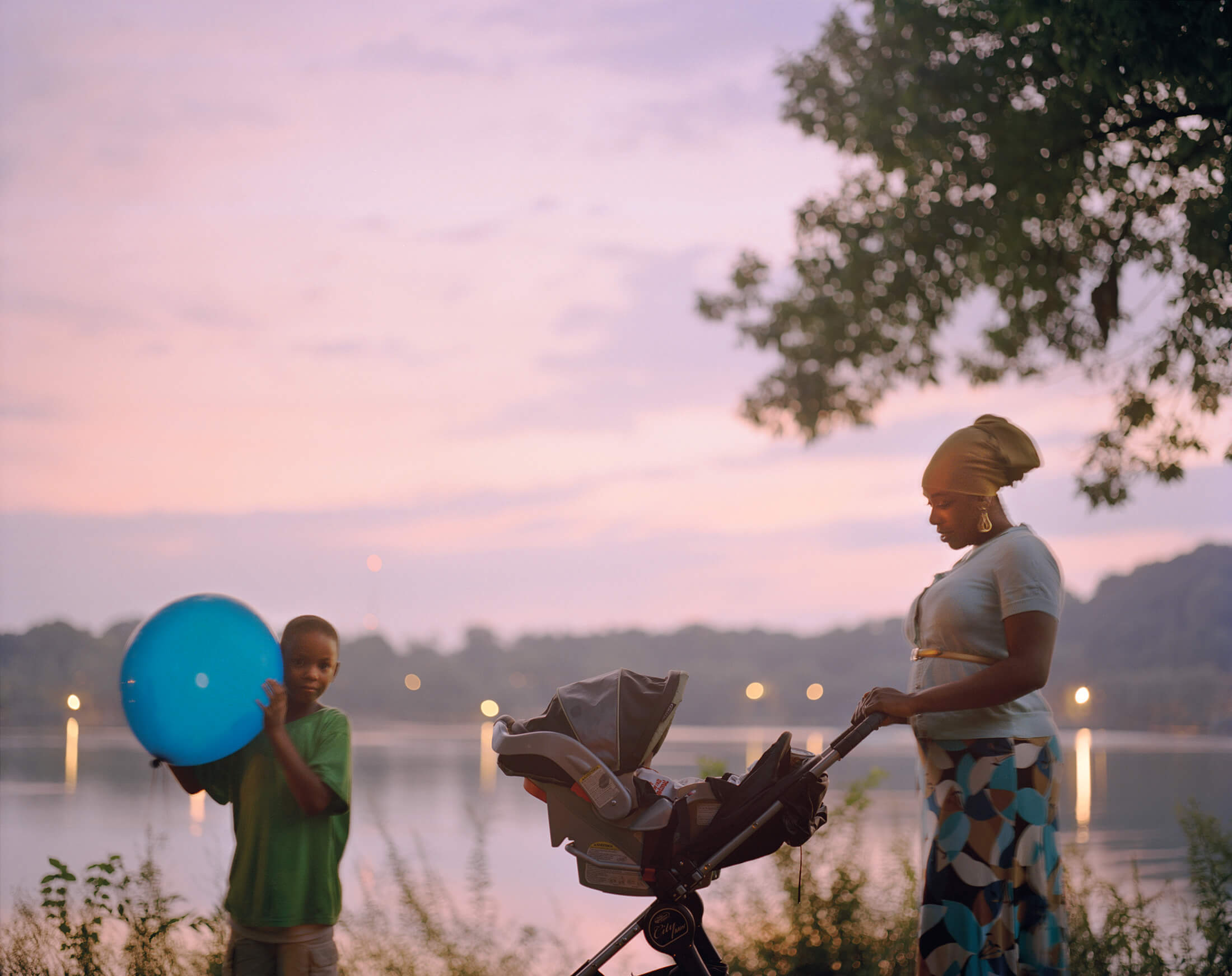 mother and children in prospect park