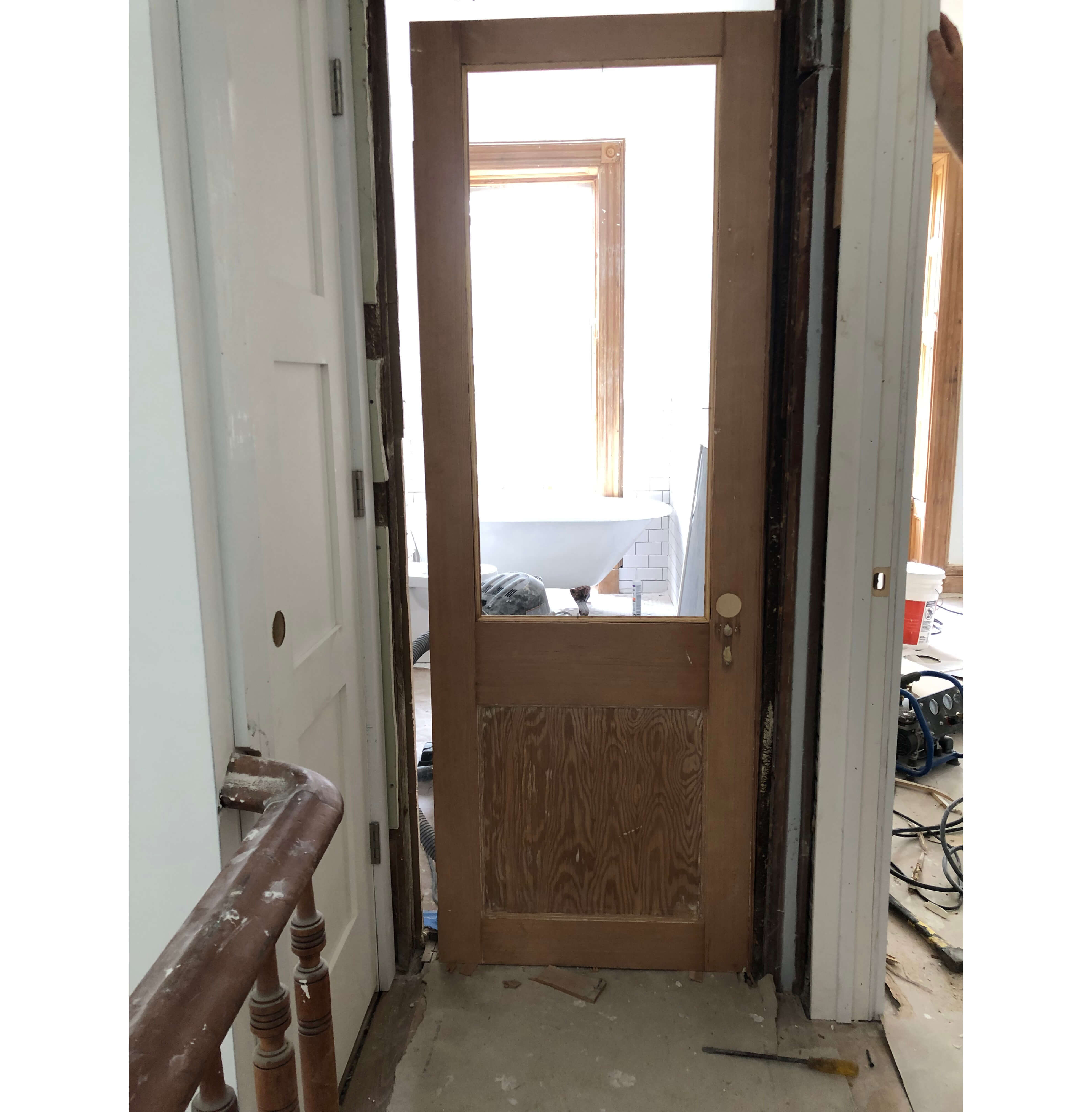 the door before the glass was inserted