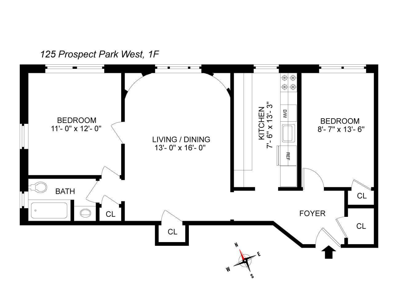 floorplan of apt 1f 125 prospect park west