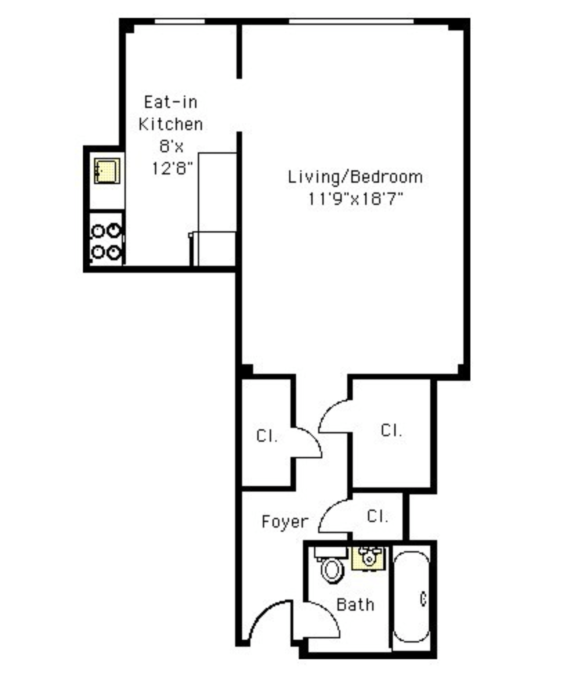 floorplan of apartment 8m in 101 lafayette avenue