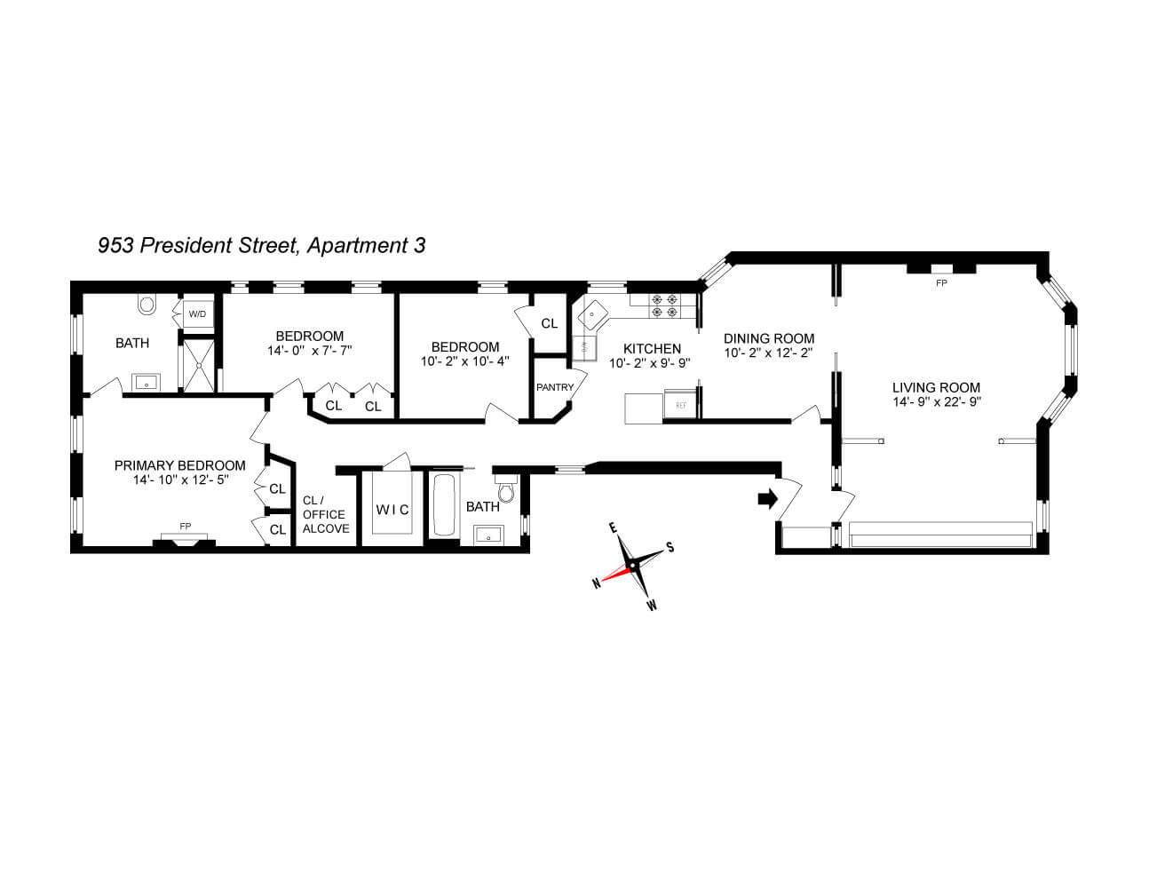 floorplan for unit 3 953 president street brooklyn