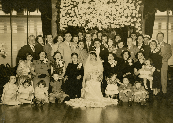 family photo at a wedding