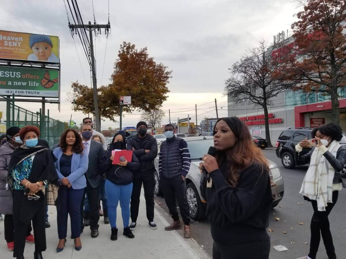 a rally at the site