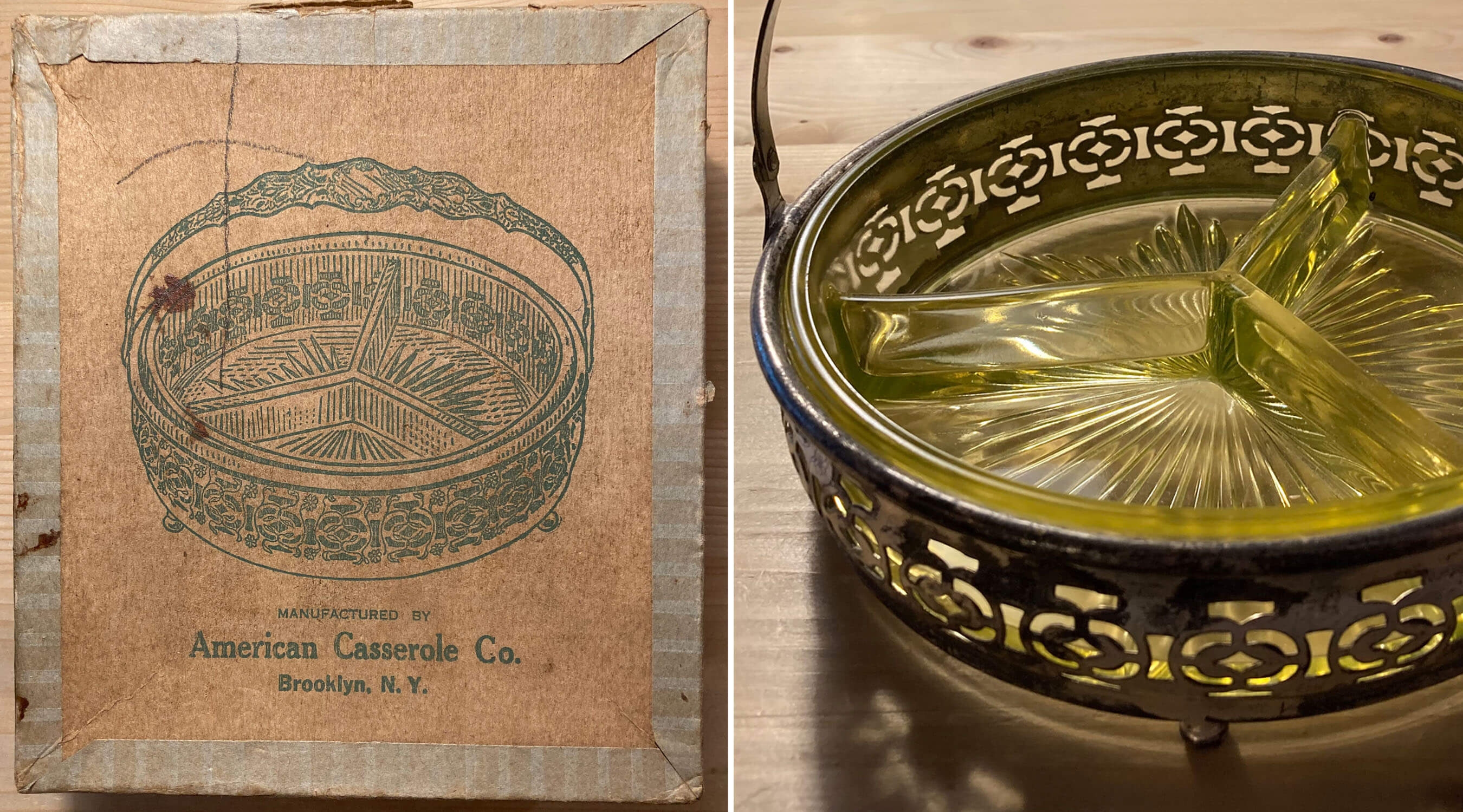 vintage box and casserole dish