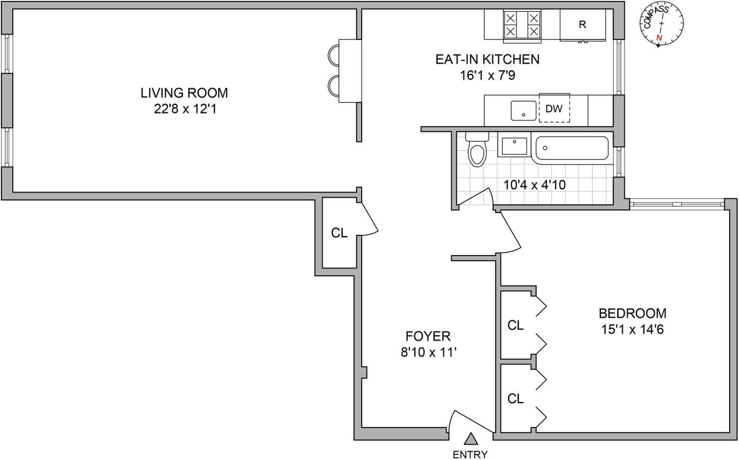 floorplan of 2c in 451 clinton avenue